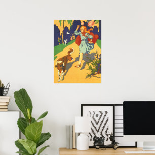 Poster Petit Chaperon Rouge Vintage, Chien et Ballons