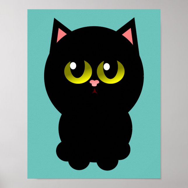 Poster Petit Chat noir chanceux (Devant)