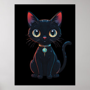 Poster Petit Chat Noir Effrayant