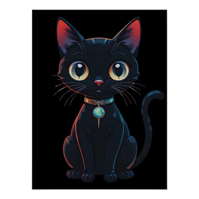Poster Petit Chat Noir Effrayant (Devant)