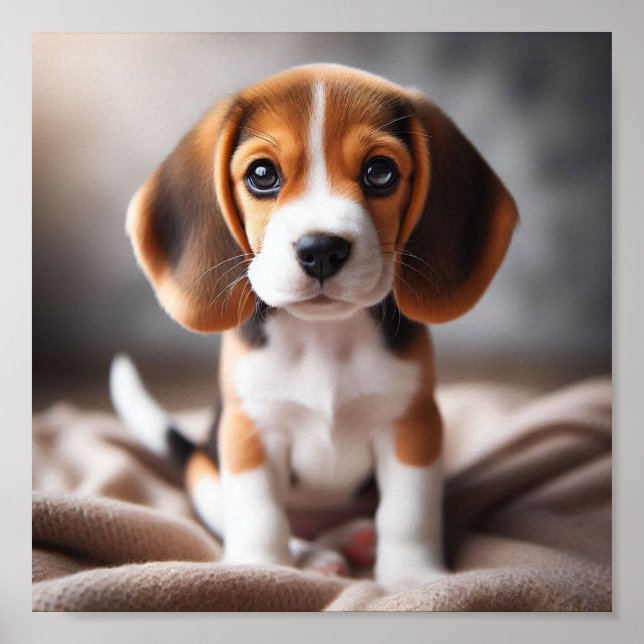 Poster Petit chiot beagle aux beaux yeux (Devant)