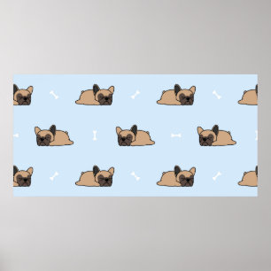 Poster Petit chiot français bulldog dormant sans soudure