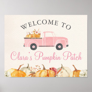 Poster Petit Citrouille Automne Floral Girl Anniversaire 