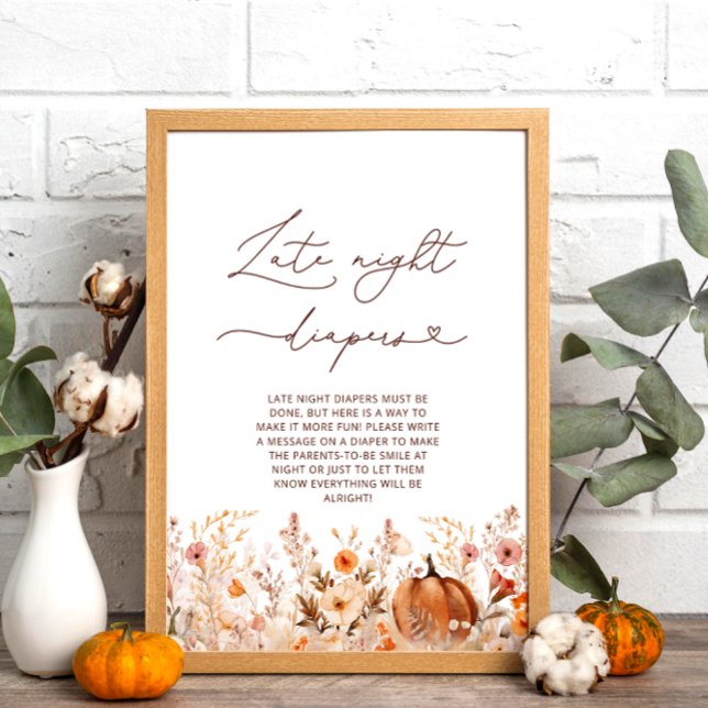 Poster Petit Citrouille Automne Floral Late Night Diapers (Créateur téléchargé)