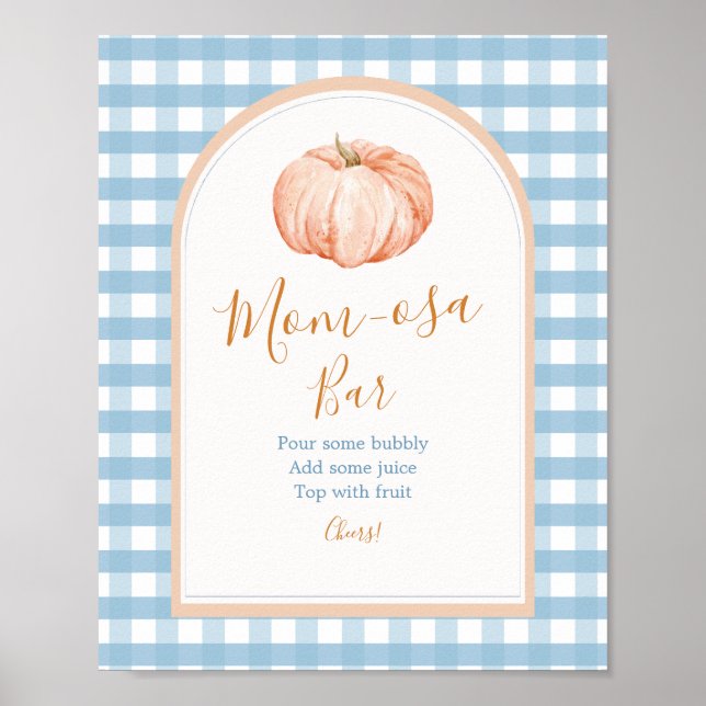 Poster Petit Citrouille Boho Blue En vichy Mom-osa Bar (Devant)