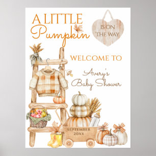Poster Petit Citrouille Chute Baby shower cultivé localem