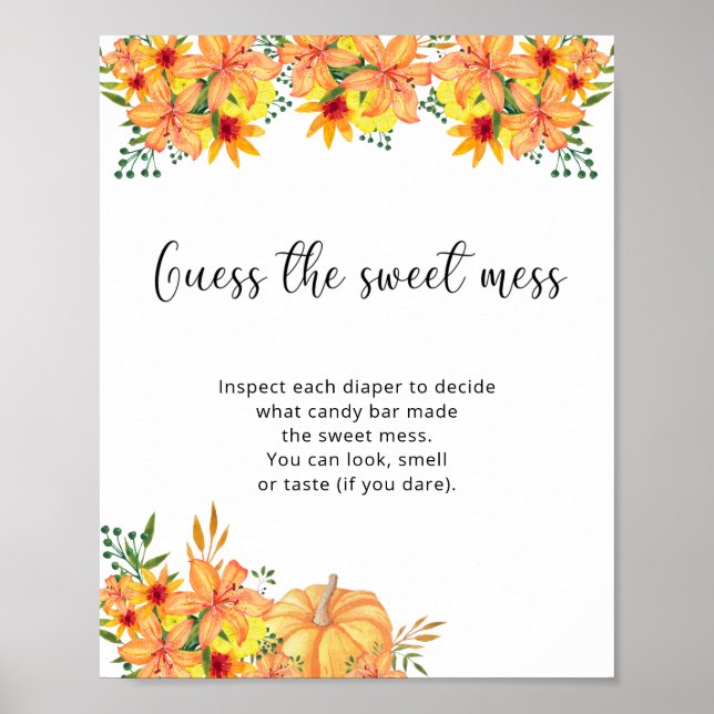 Poster petit citrouille devine le doux baby shower de la  (Devant)