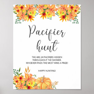 Poster petit citrouille pacifier chasse jeu de baby showe