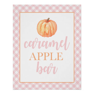 Poster Petit Citrouille Pastel Rose Automne Nourriture An