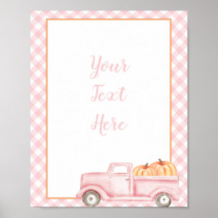 Poster Petit citrouille rose plaid et panneau de camion m