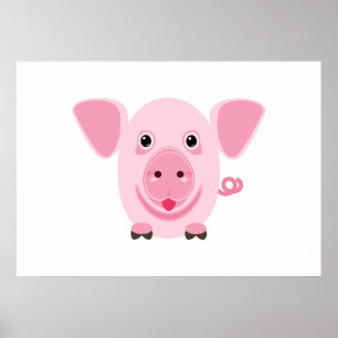 Poster Petit cochon rose heureux mignon