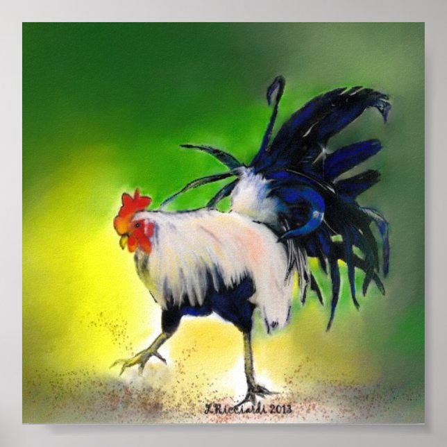Poster Petit coq bleu (Devant)