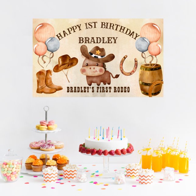 Poster Petit cowboy bébé cheval de premier rodéo annivers (Créateur téléchargé)