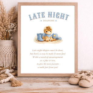 Poster Petit Cowboy Bleu Baby Shower Couches de Nuit