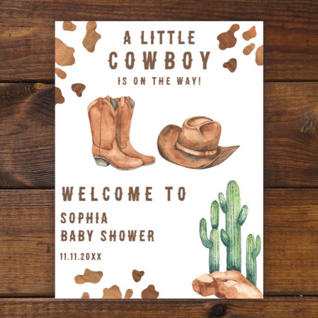 Poster Petit Cowboy en route baby shower d'accueil (Créateur téléchargé)