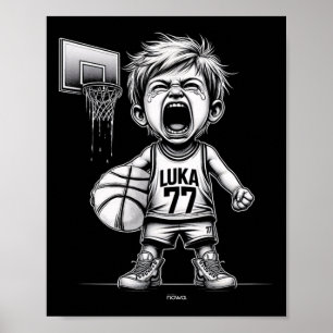 Poster Petit cri Luka en pleurant avec le cerceau