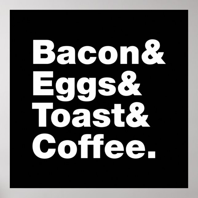 Poster Petit-déjeuner (Bacon & oeufs & Toast & Coffee.) P (Devant)