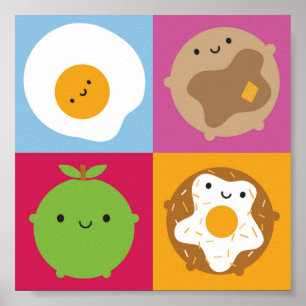 Poster Petit déjeuner Kawaii