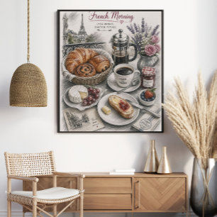 Poster Petit déjeuner matin français à Paris