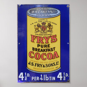 Poster Petit-déjeuner pur vintage Fry's Cocoa Publicité