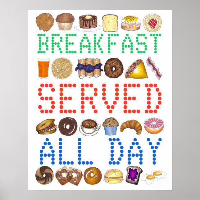 Poster Petit-Déjeuner Servi Toute La Journée Nez Diner Si (Devant)
