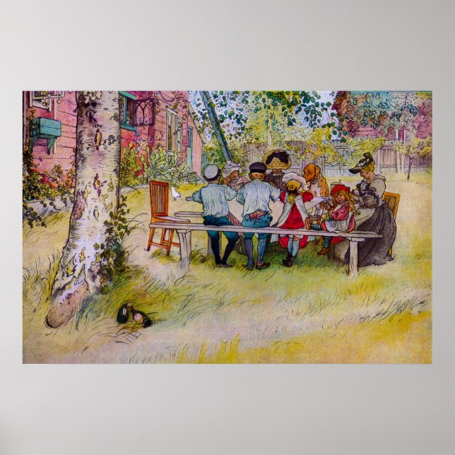 Poster Petit-Déjeuner Sous Le Bouleau - Carl Larsson Impr (Devant)