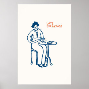 Poster Petit-déjeuner tardif Woman Coffee Cup Imprimer Ca