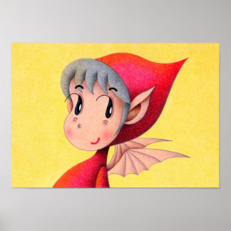 Poster Petit diable rouge vif.