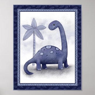 Poster Petit dinosaure rugissant - Art de nurserie Brachi