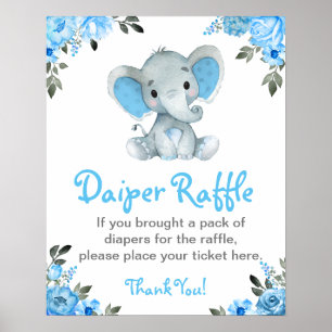 Poster Petit Eléphant Déchet Baby shower de jeu enseigne