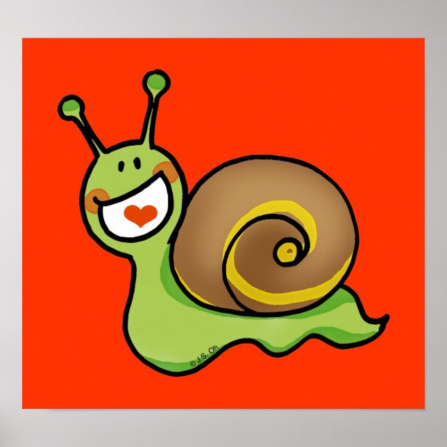 Poster Petit escargot vert (Devant)
