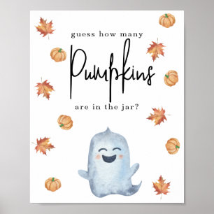 Poster Petit fantôme - Combien de citrouilles
