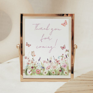 Poster Petit Fleur sauvage papillon Merci pour venir