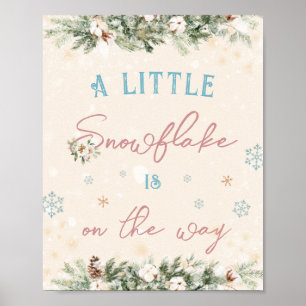 Poster Petit Flocon Sur Le Chemin Baby shower D'Hiver