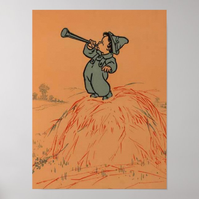 Poster Petit garçon bleu comptine traditionnelle de nurse (Devant)