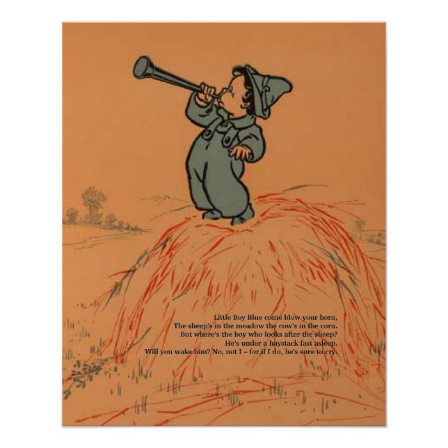 Poster Petit Garçon Bleu Feu Votre Corne Nourriture Rhyme (Devant)