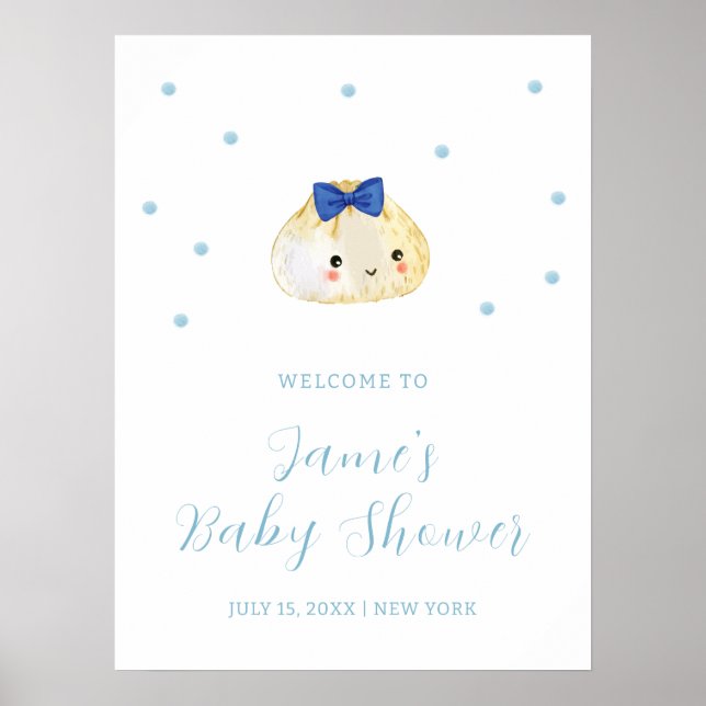 Poster Petit garçon simple Baby shower de dumping Bienven (Devant)