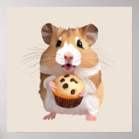 Petit Hamster Cute Tenant Un Muffin