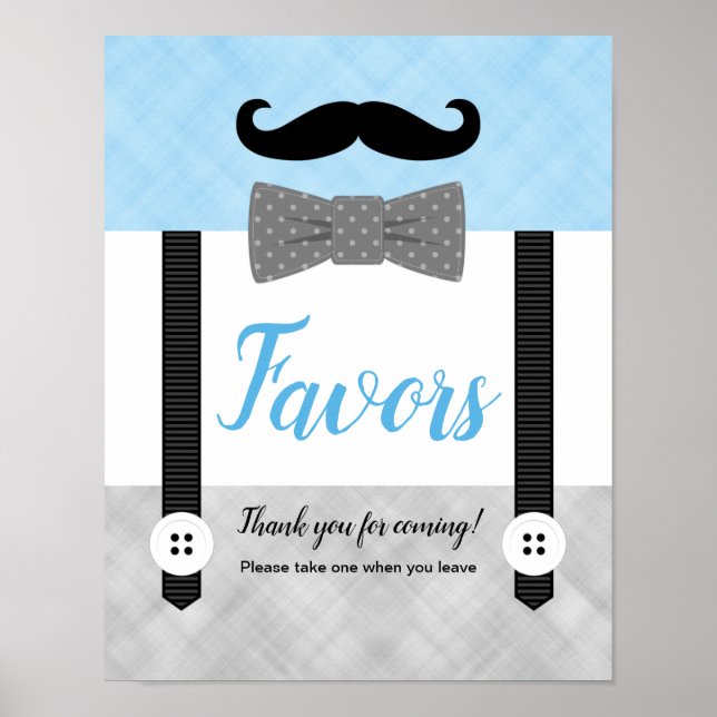 Poster Petit homme bleu gris garçon baby shower faveurs s (Devant)