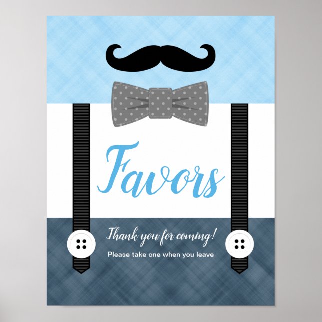Poster Petit homme bleu marine garçon baby shower faveurs (Devant)