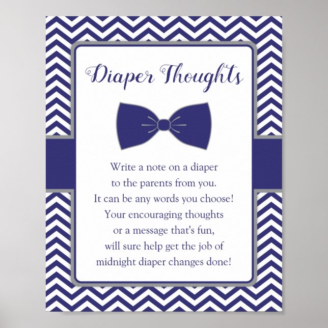 Poster Petit Homme Bow Cravate Baby shower de couches pen (Devant)