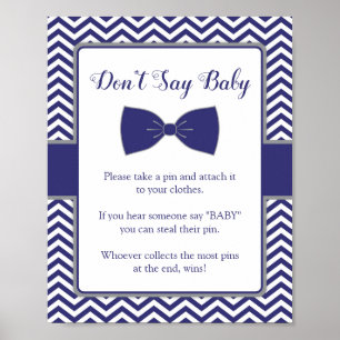 Poster Petit homme Bow Cravate Baby shower ne pas dire bé