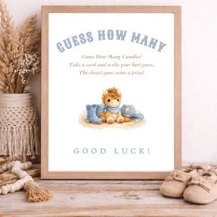 Poster Petit jeu de devinette pour Baby Shower Cow-Boy