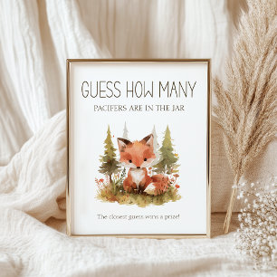 Poster Petit jeu de devinette pour baby shower Little Fox
