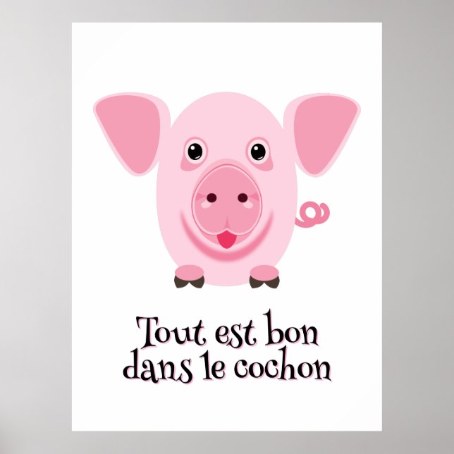 Poster Petit joli petit cochon rose (Devant)