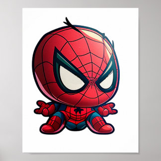 Poster petit joli super-héros arachnide caricature de sty