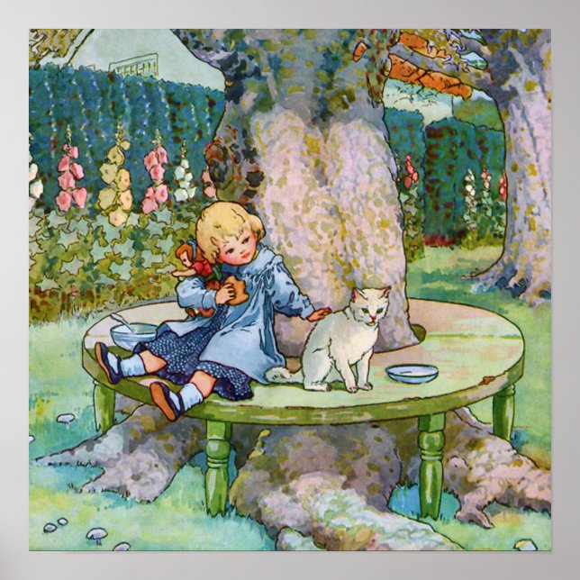 Poster Petit Kitty et enfant de Mère Goose (Devant)