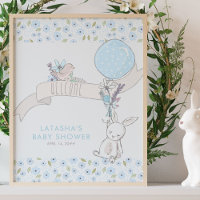 Petit lapin et Balloon Baby shower garçon Bienvenu