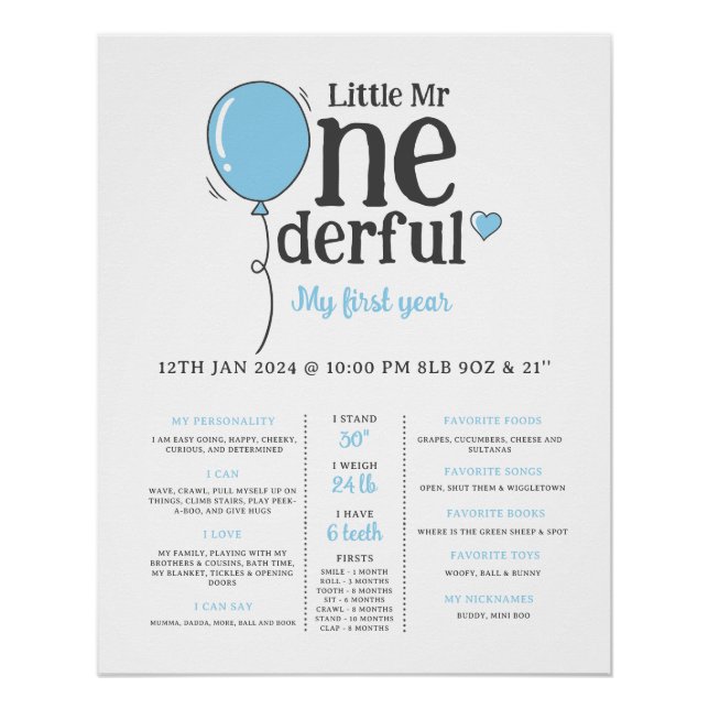 Poster Petit M. Onederful Premier Anniversaire Jalon (Devant)