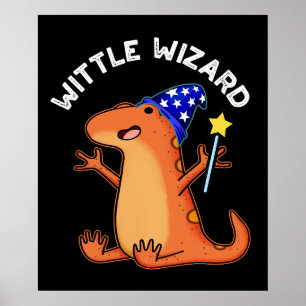 Poster Petit Magicien Drôle de Lézard Pun Fond Sombre